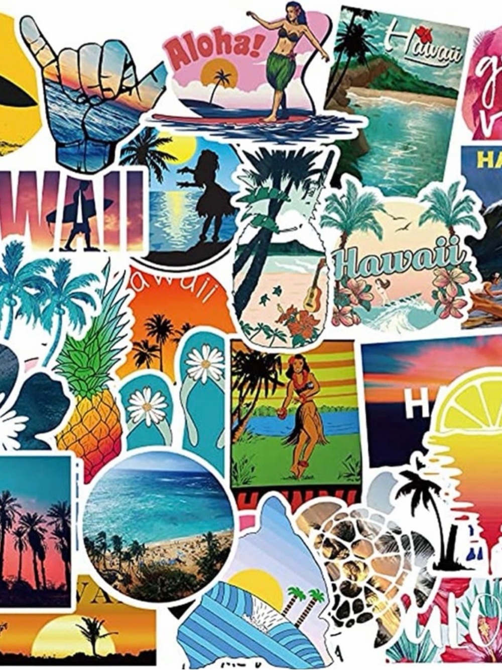 100 PC Hawaii Themed Stickers